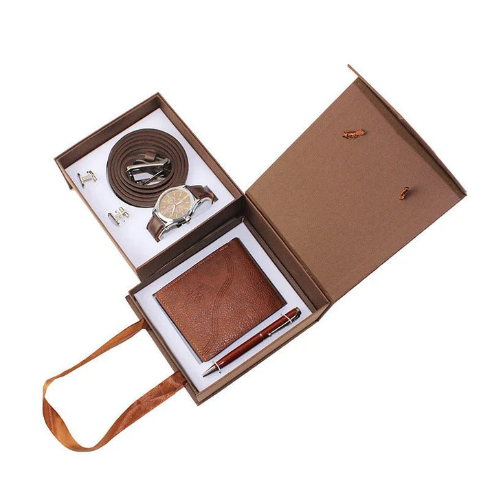 Men’s Gift Set – Quartz Watch, Belt, Wallet, Cufflinks & Pen.
